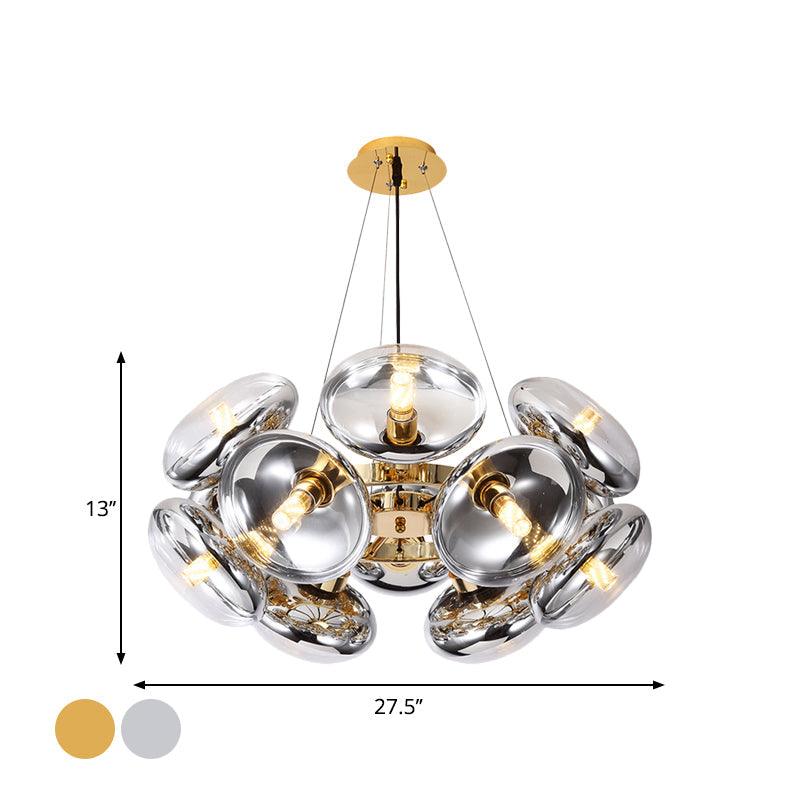 12-Light Round Shade Chandelier Modern Clear Glass Light - Rebooters