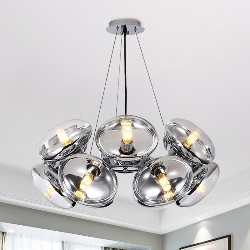 12-Light Round Shade Chandelier Modern Clear Glass Light - Rebooters