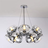 12-Light Round Shade Chandelier Modern Clear Glass Light - Rebooters