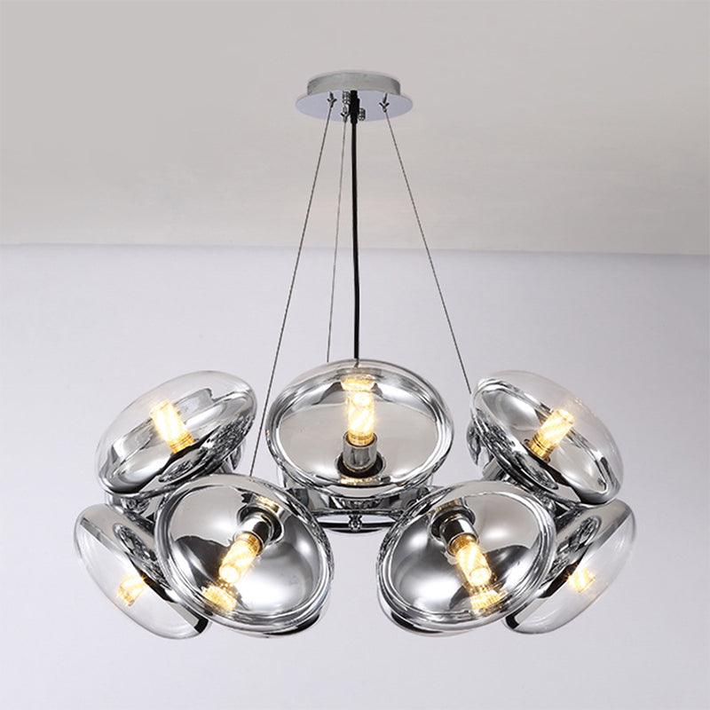 12-Light Round Shade Chandelier Modern Clear Glass Light - Rebooters