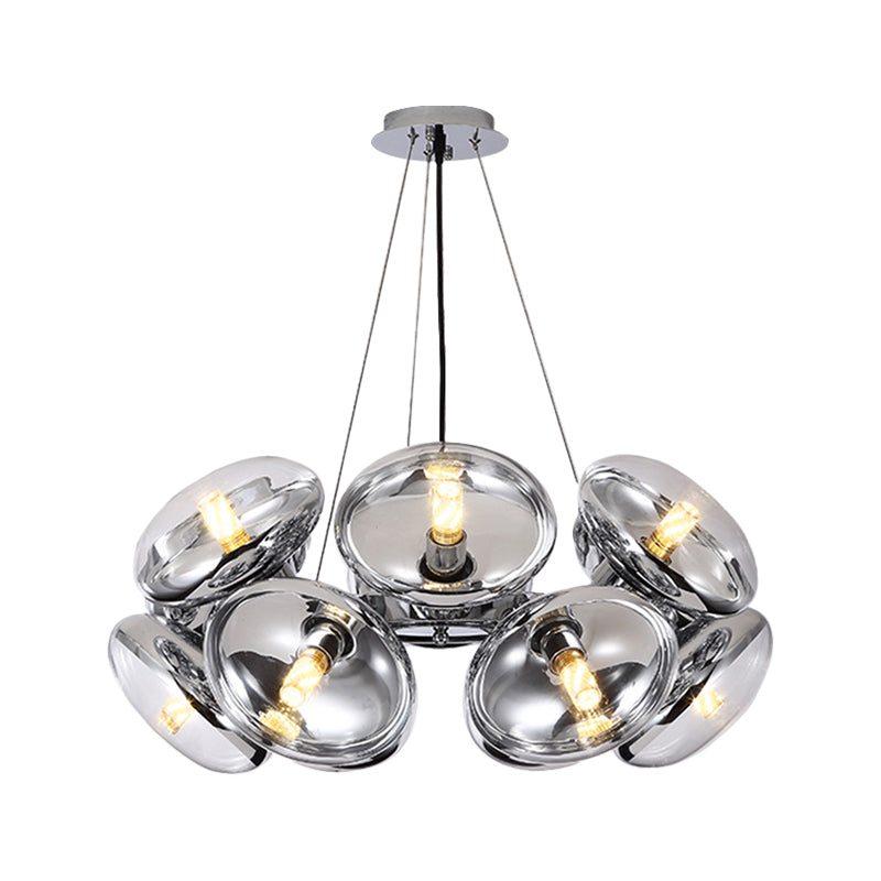 12-Light Round Shade Chandelier Modern Clear Glass Light - Rebooters