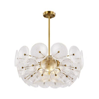 Clear Glass Disc Chandelier Lighting Triple Light Post Modern Hanging Lamp in Gold Finish - Rebooters