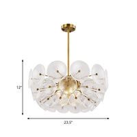 Clear Glass Disc Chandelier Lighting Triple Light Post Modern Hanging Lamp in Gold Finish - Rebooters