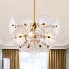 Clear Glass Disc Chandelier Lighting Triple Light Post Modern Hanging Lamp in Gold Finish - Rebooters