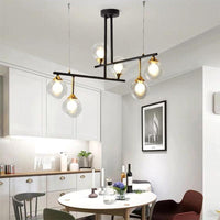 2-Tier Line Chandelier Simple Stylish Metallic Hanging Light in Black for Meeting Room Office - Rebooters