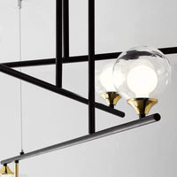 2-Tier Line Chandelier Simple Stylish Metallic Hanging Light in Black for Meeting Room Office - Rebooters
