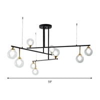 2-Tier Line Chandelier Simple Stylish Metallic Hanging Light in Black for Meeting Room Office - Rebooters