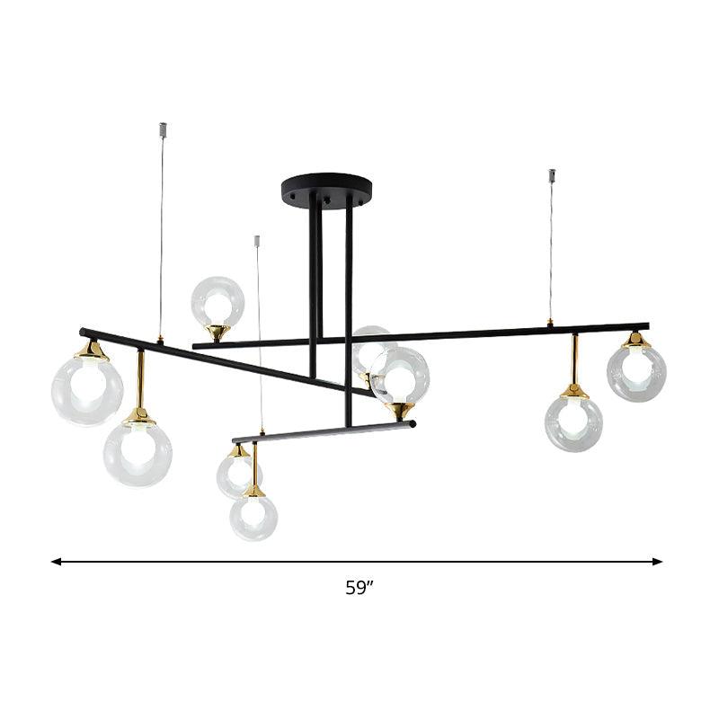2-Tier Line Chandelier Simple Stylish Metallic Hanging Light in Black for Meeting Room Office - Rebooters