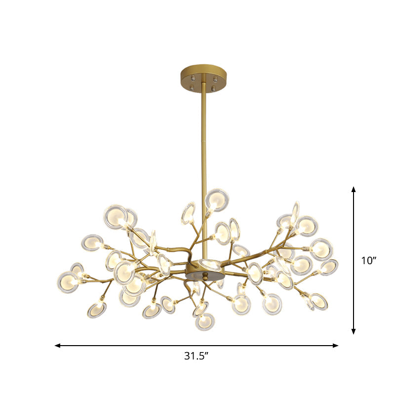 Post Modern Gold Finish Chandelier with Branch Arm Design - Rebooters