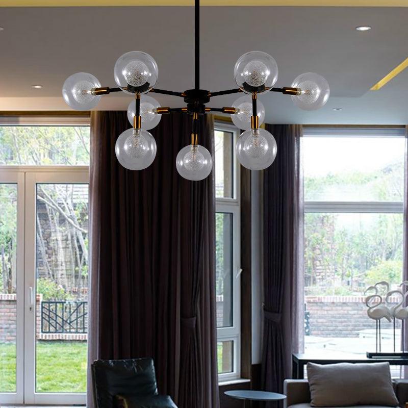 Metal Line Suspension Light with Clear Modo Chandelier Black - Rebooters