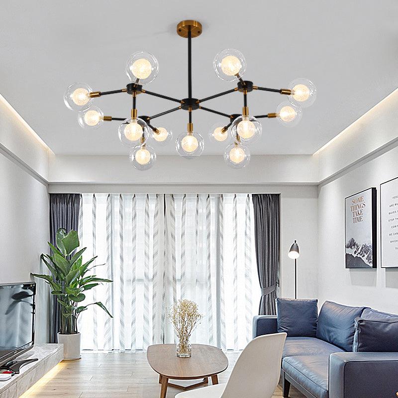 Metal Line Suspension Light with Clear Modo Chandelier Black - Rebooters