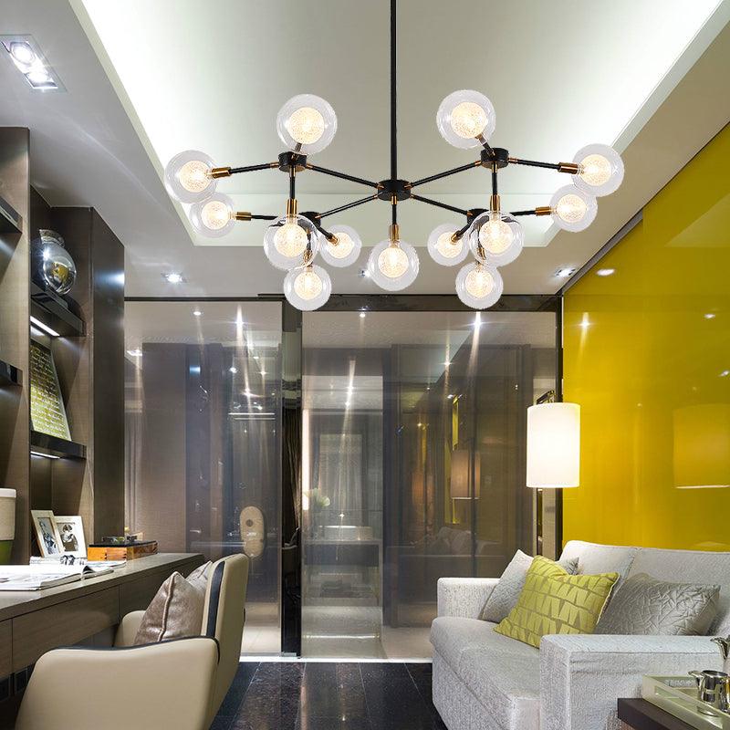 Metal Line Suspension Light with Clear Modo Chandelier Black - Rebooters