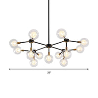 Metal Line Suspension Light with Clear Modo Chandelier Black - Rebooters