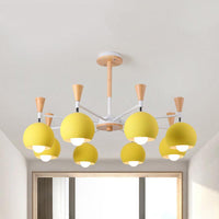 6 Lights Spherical Ceiling Pendant Macaron Metal Chandelier - Rebooters