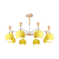 6 Lights Spherical Ceiling Pendant Macaron Metal Chandelier - Rebooters