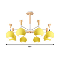 6 Lights Spherical Ceiling Pendant Macaron Metal Chandelier - Rebooters