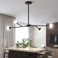 4 Lights Branch Pendant Lighting Simple Style Metallic Chandelier in Black for Kitchen Bedroom - Rebooters