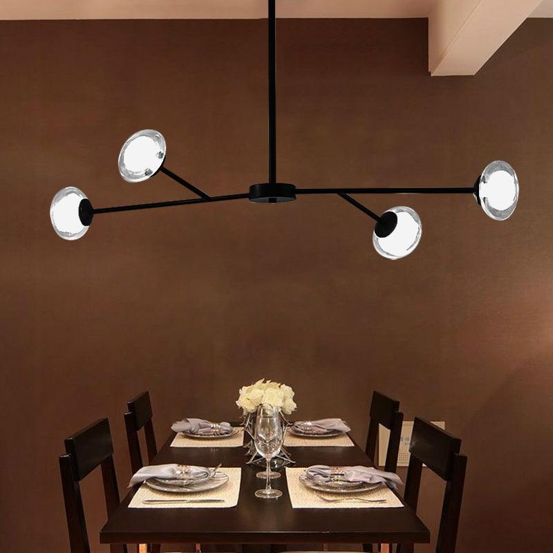 4 Lights Branch Pendant Lighting Simple Style Metallic Chandelier in Black for Kitchen Bedroom - Rebooters