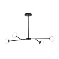 4 Lights Branch Pendant Lighting Simple Style Metallic Chandelier in Black for Kitchen Bedroom - Rebooters