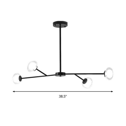 4 Lights Branch Pendant Lighting Simple Style Metallic Chandelier in Black for Kitchen Bedroom - Rebooters
