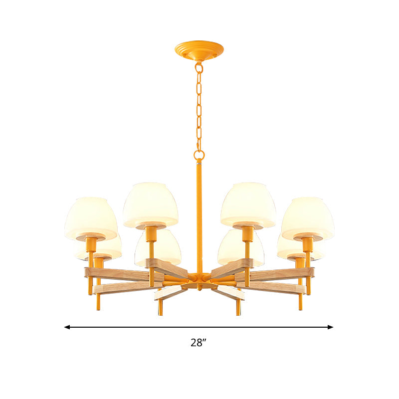 Kids Urn Shade Hanging Lamp Metal & Glass 6 Lights Chandelier - Rebooters