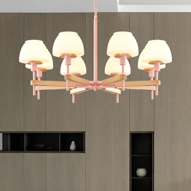 Kids Urn Shade Hanging Lamp Metal & Glass 6 Lights Chandelier - Rebooters