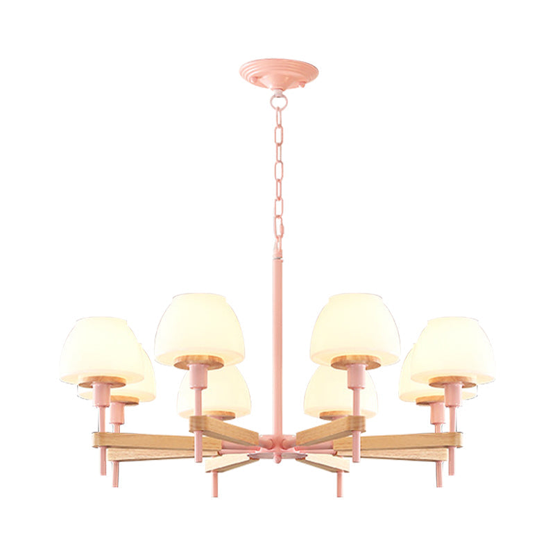 Kids Urn Shade Hanging Lamp Metal & Glass 6 Lights Chandelier - Rebooters