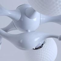 5 Bulbs Spherical Shade Chandelier Contemporary Metal Pendant Light in White for Office - Rebooters