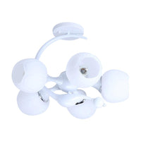 5 Bulbs Spherical Shade Chandelier Contemporary Metal Pendant Light in White for Office - Rebooters