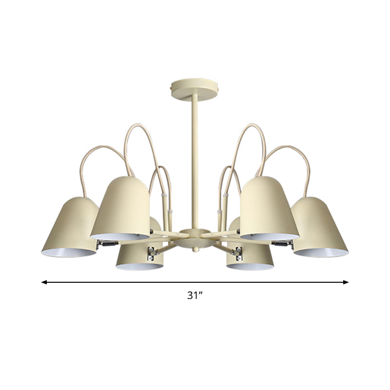 Foyer Kindergarten Bell Chandelier Metal 6 Lights Macaron Pendant Light - Rebooters