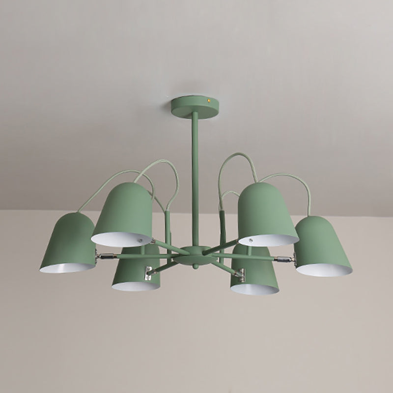 Foyer Kindergarten Bell Chandelier Metal 6 Lights Macaron Pendant Light - Rebooters