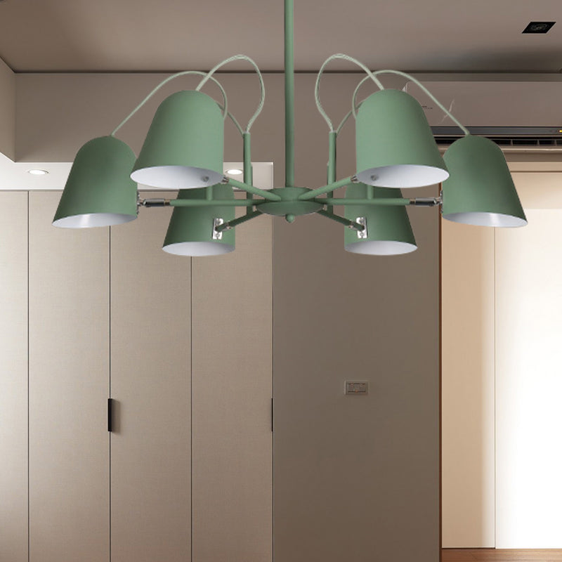 Foyer Kindergarten Bell Chandelier Metal 6 Lights Macaron Pendant Light - Rebooters