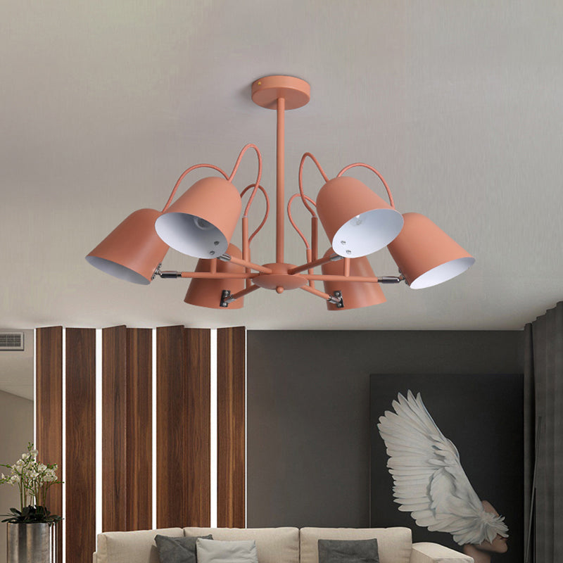 Foyer Kindergarten Bell Chandelier Metal 6 Lights Macaron Pendant Light - Rebooters