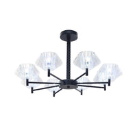 8 Lights Urn Shape Chandelier Modern Metal and Acrylic Pendant Light in Black - Rebooters