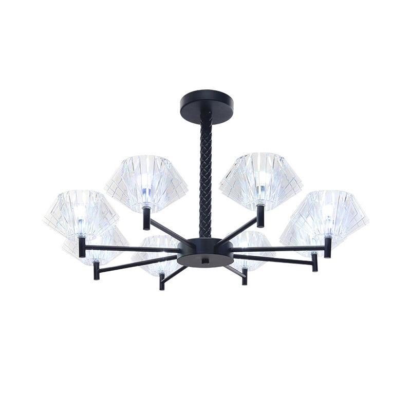 8 Lights Urn Shape Chandelier Modern Metal and Acrylic Pendant Light in Black - Rebooters