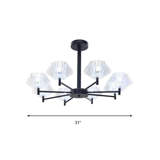 8 Lights Urn Shape Chandelier Modern Metal and Acrylic Pendant Light in Black - Rebooters