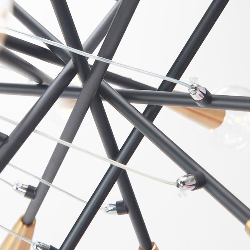 Black Stacked Linear Chandelier Metal 18 Lights Modern Pendant Lamp - Rebooters