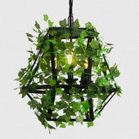 3-Light Iron Ceiling Chandelier Industrial Green Fake Plant - Rebooters