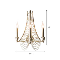 3-Bulb Crystal Bead Hanging Chandelier Vintage Champagne Pendant - Rebooters