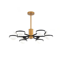3/6 Light Orb Shade Chandelier Lighting Post Modern White Glass Ceiling Pendant Light in Gold - Rebooters