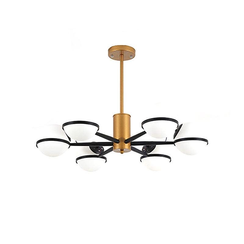 3/6 Light Orb Shade Chandelier Lighting Post Modern White Glass Ceiling Pendant Light in Gold - Rebooters