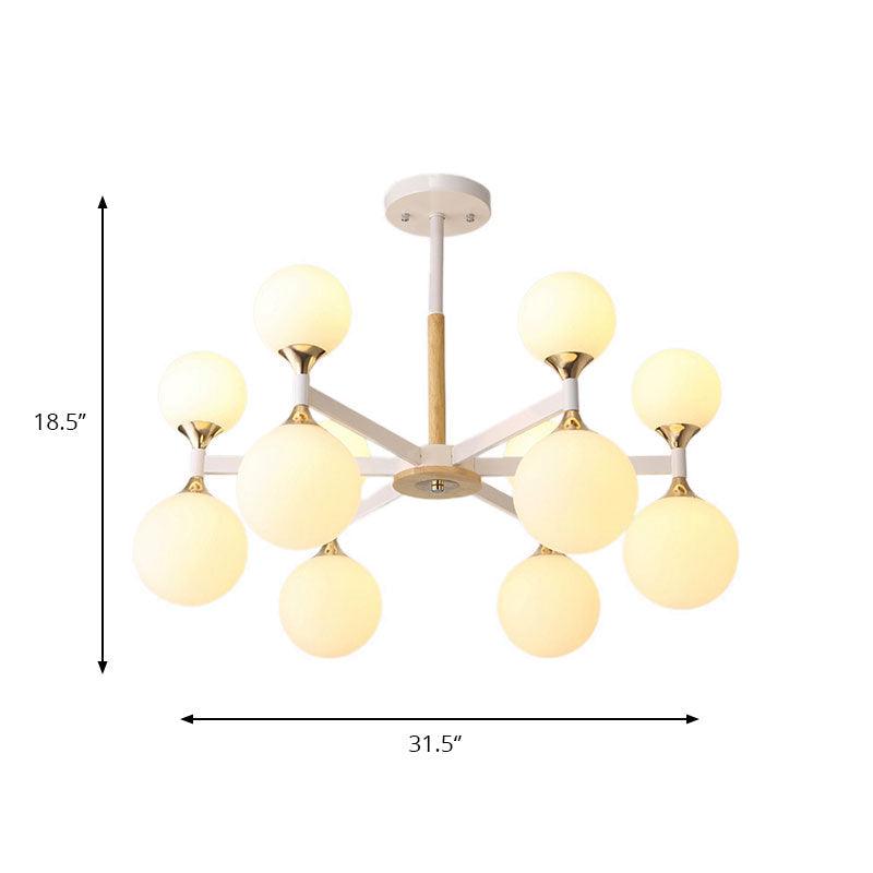 6/12-Light Glass Ball Hanging Chandelier Wood Metal Lamp - Rebooters