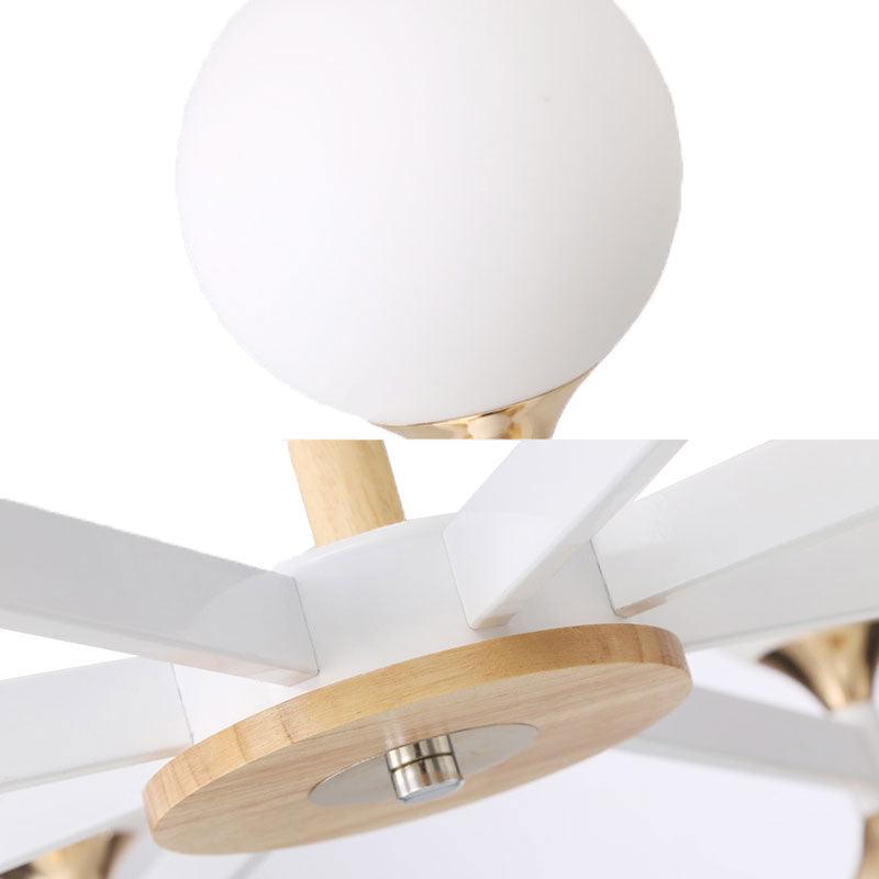 6/12-Light Glass Ball Hanging Chandelier Wood Metal Lamp - Rebooters