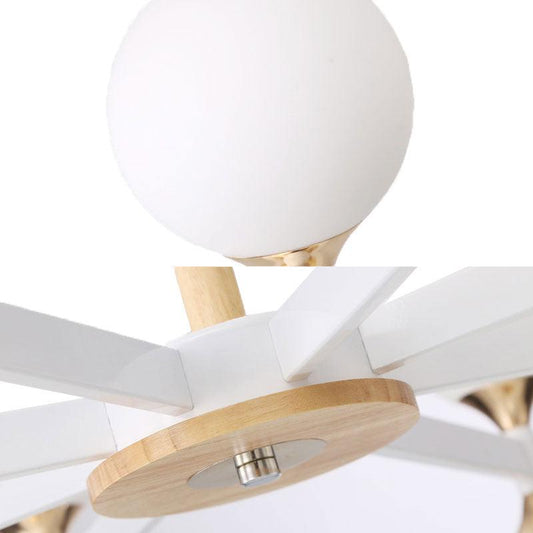 6/12-Light Glass Ball Hanging Chandelier Wood Metal Lamp - Rebooters