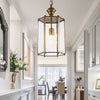 1 Light Lantern Pendant Lighting Fixture Traditional Brass Clear Glass Hanging Ceiling Light - Rebooters