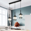 Tulip Cluster Pendant Lamp with Linear Design Modern Amber Smoke Blue Glass 3 Lights Black Ceiling Hung Light - Rebooters