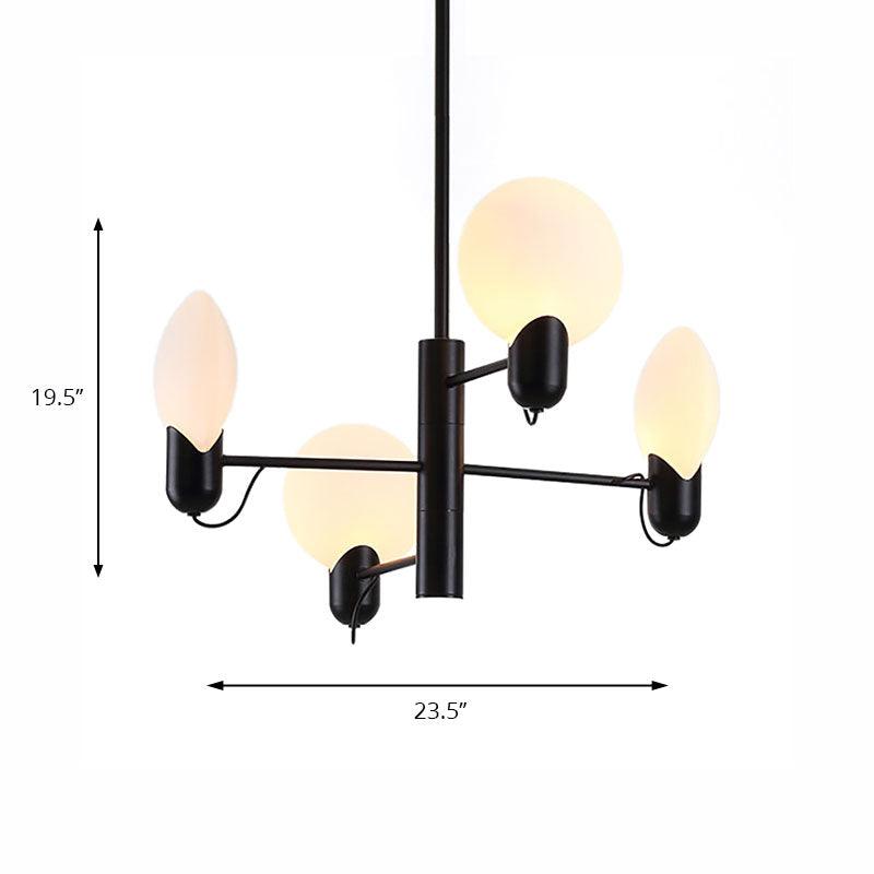 Adjustable 4-Light Round Chandelier Post Modern Glass Shade - Rebooters