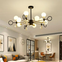 6/8 Light Hanging Chandelier Modern Nordic Style Black Pendant Light - Rebooters