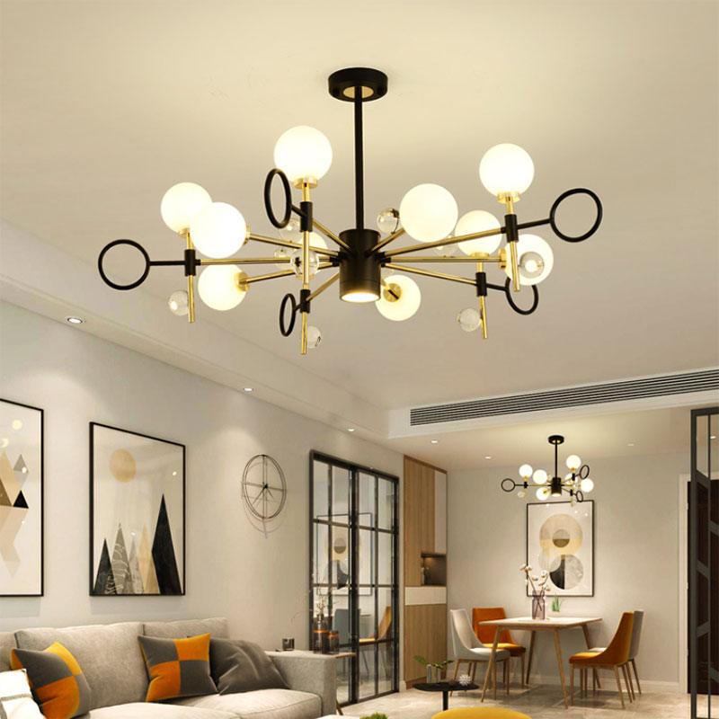 6/8 Light Hanging Chandelier Modern Nordic Style Black Pendant Light - Rebooters