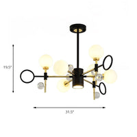 6/8 Light Hanging Chandelier Modern Nordic Style Black Pendant Light - Rebooters